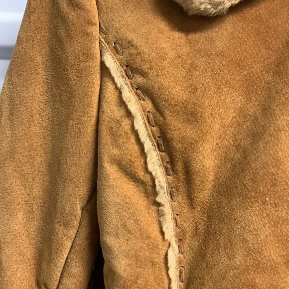 Winlit Faux Suede Western Jacket Women’s Small Brown Faux Fur Trim Vintage Style - Picture 3 of 13